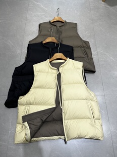 欧洲站欧货白色泡芙拼色韩系90白鸭绒羽绒马甲女款2025新款外穿冬