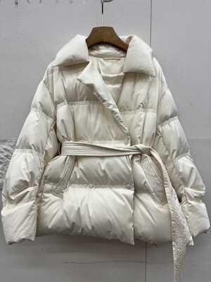 欧洲站欧货2025新款冬季90白鹅绒羽绒服女收腰气质显瘦外套中长款