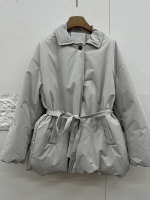翻领风衣款鹅绒羽绒服女收腰显瘦