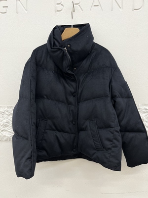 欧洲站2025新款冬灰色羊毛立领90白鹅绒羽绒服女短款加厚保暖外套