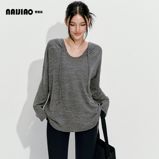 耐吉奥瑜伽罩衫女长款遮肉宽松显瘦运动长袖T恤跑步健身上衣薄款