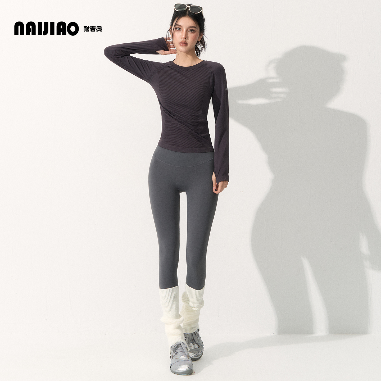 耐吉奥运动长袖女高端时尚普拉提训练紧身显瘦健身瑜伽服上衣秋冬