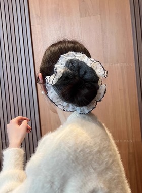 且茉～甜氧欧尼～糯糯芭蕾花边毛线大肠圈发圈盘发头饰浪漫发饰