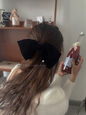 八奶同质真丝丝绒蝴蝶结发夹头饰