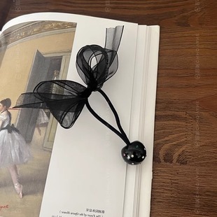 头饰发饰简约 欧根纱蝴蝶结皮筋头绳发圈马尾盘发新款 且茉 cute