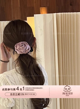 自制皱皱花朵肠圈新款头饰法式