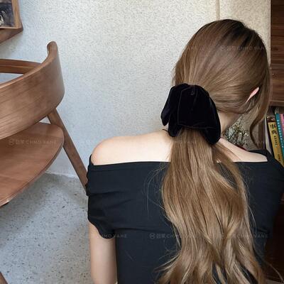 气质真丝丝绒蝴蝶结发抓