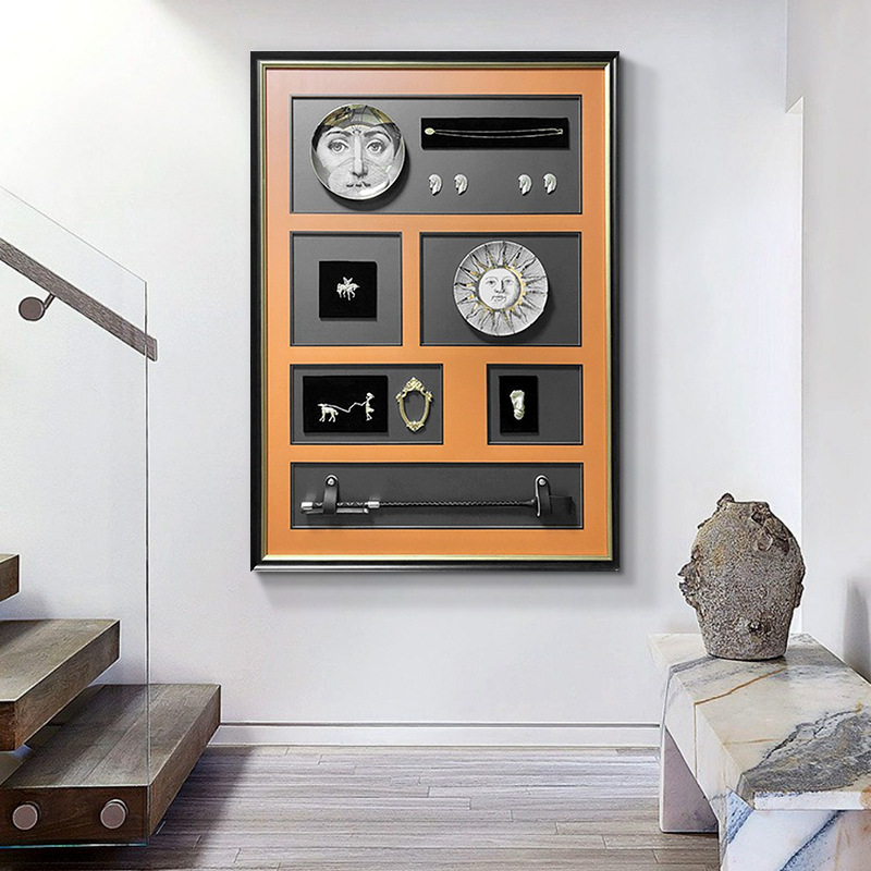 现代简约轻奢潮玩高级感欧式瓷盘球杆高档大气立体马术实物装饰画图片