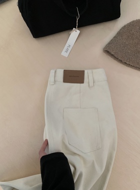 特价 about moon白色牛仔裤