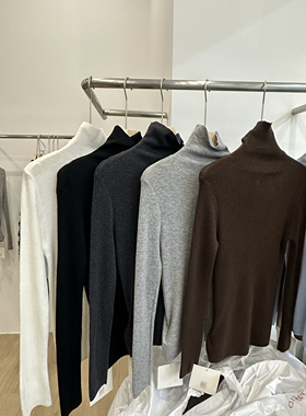 Gg高领柔软长袖上衣秋冬新品修身弹力内搭毛衣基础针织打底衫女