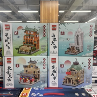 QS08积木名校建筑系列清华北大复旦国防科技大学拼装积木场景玩具