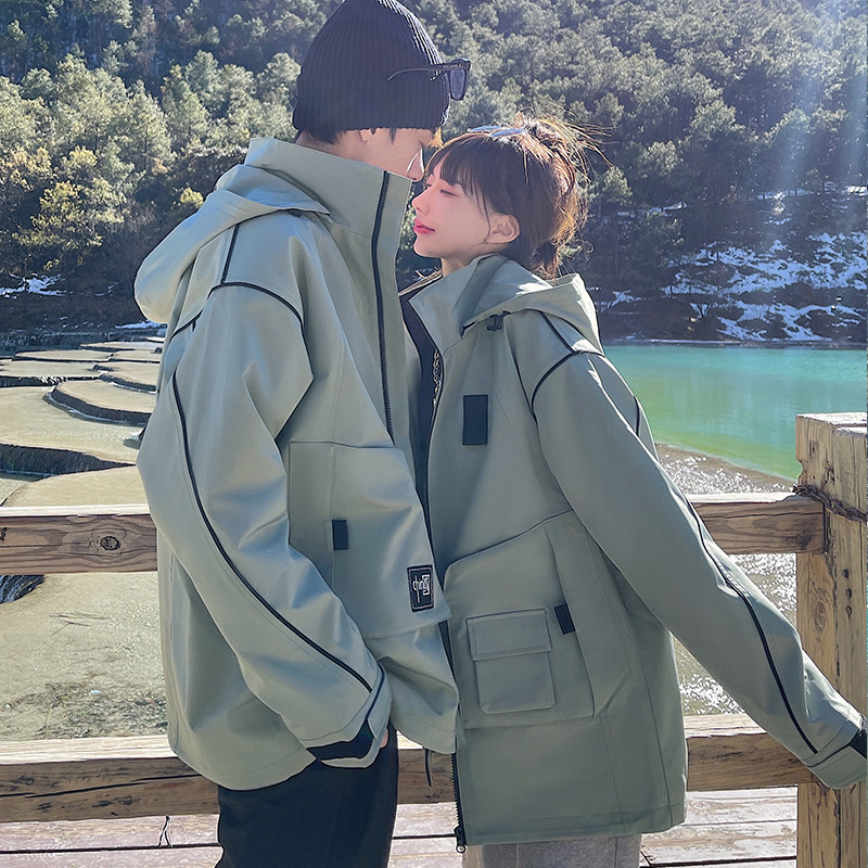 UhMu西藏旅游冲锋衣男潮牌两件套三合一户外可拆卸加绒加厚外套女