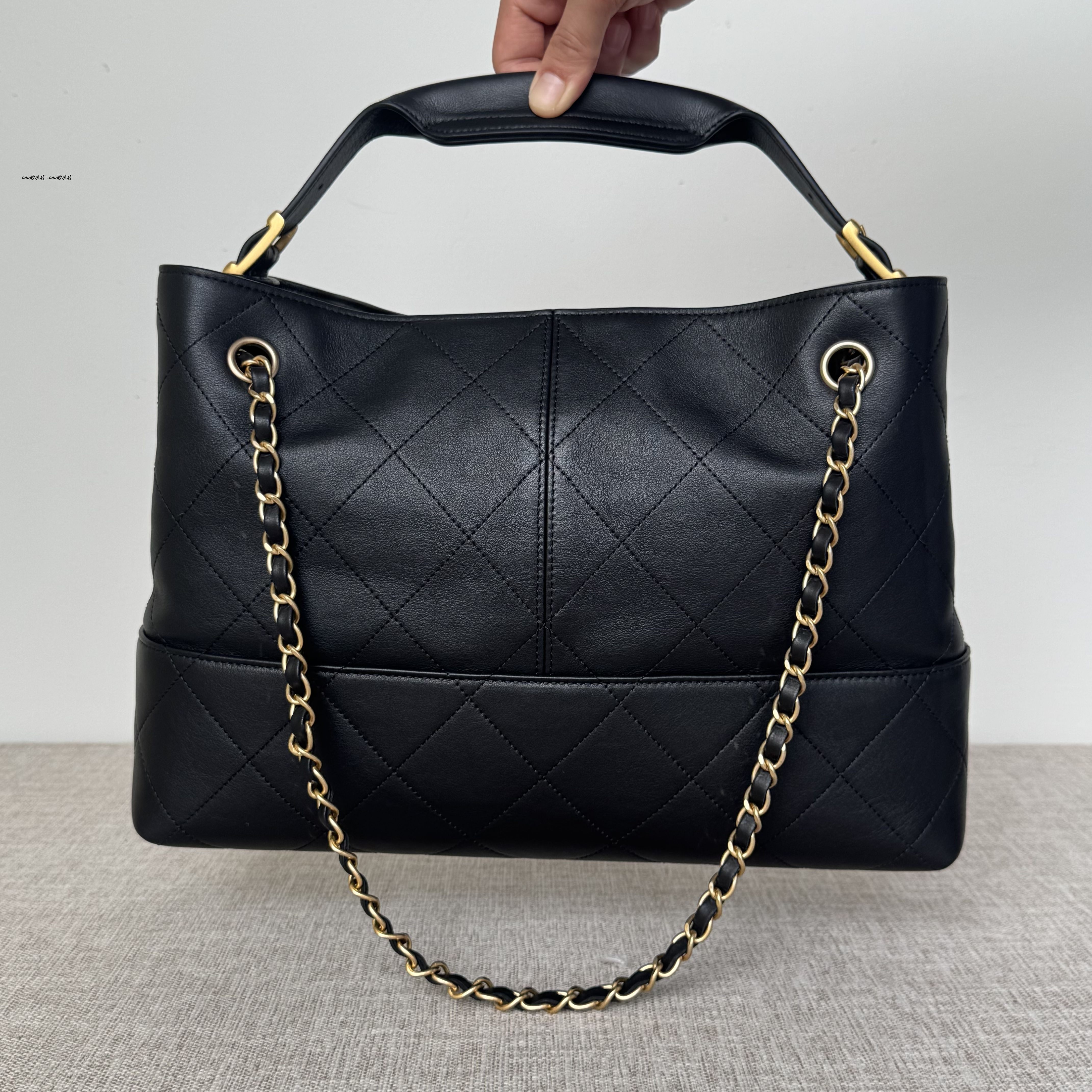 凹造型时尚单品 25A全皮黑色hobo大容量购物袋高级单肩链条托特包