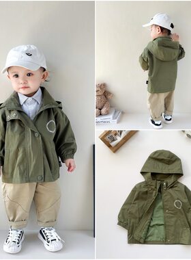 儿童风衣外套2024秋季新款男女宝宝韩系长袖上衣小童外出服潮