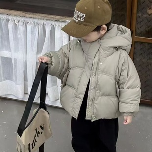 排骨款2025新款儿童羽绒服男童中大小童短款加厚韩版连帽加厚外套