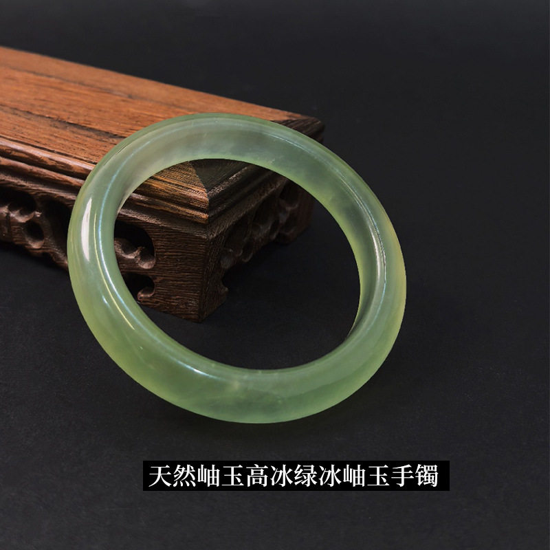 岫玉手镯玉镯天然高冰种中宽扁条玉镯子女款厂家批发代发直播拿货