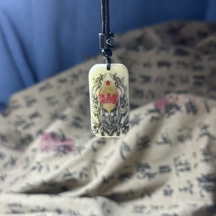 岫玉平安白鹤童子手工无事牌吊坠挂件男女项链国风护身符招财道门