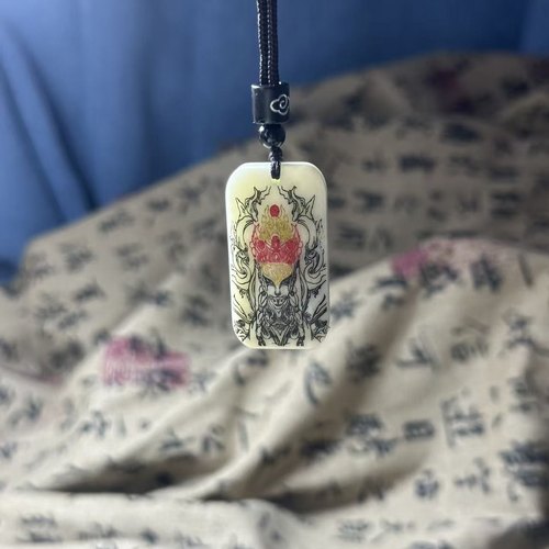 岫玉平安白鹤童子手工无事牌吊坠挂件男女项链国风护身符招财道门