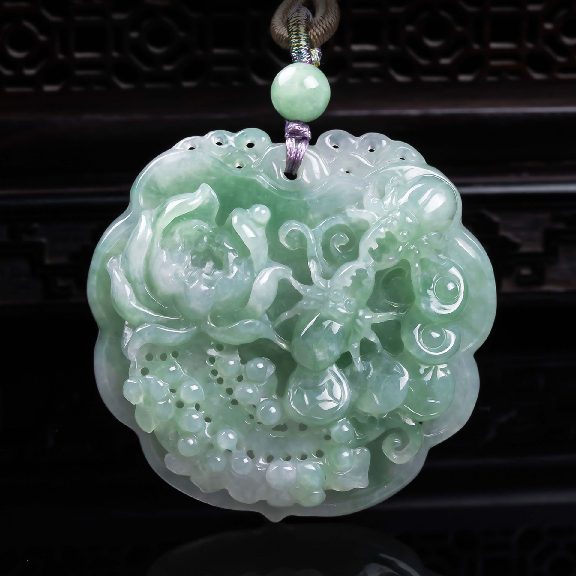 天然A货翡翠富甲天下立体镂空加厚精工玉石种老高冰挂件吊坠玉佩