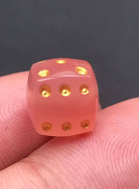 10MM天然粉糯瑙雕刻骰子背云隔珠顶珠腰珠绳束DIY星月菩提配件饰