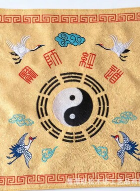 太极八卦盖经布刺绣提花布料高档段布刺绣盖经布仙鹤太极盖布