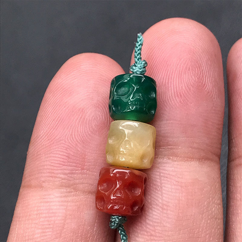 8mm天然红绿灯玛瑙直切阿呆哭骷髅头玛瑙文玩DIY佛珠108顶珠腰珠