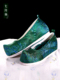 古装 七月荷 明制古风绿色织锦 汉服鞋 女内增高旗袍鞋 黛绿 秋季
