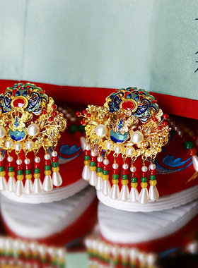 现货七月荷【锦上添花】秀禾婚鞋汉服中式新娘绣花鞋结婚红色明制