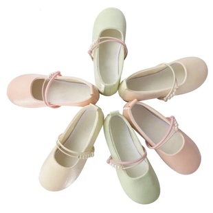 女童汉服鞋子软底软面珍珠平底古风鞋儿童中国风古装鞋配旗袍开车