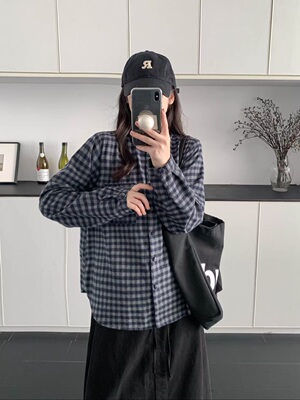 新款女装格子衬衫宽松显瘦百搭上衣01790