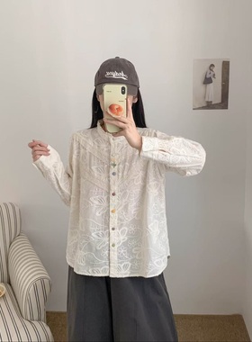 新款百搭满绣花边绣布衬衫上衣小衫01807