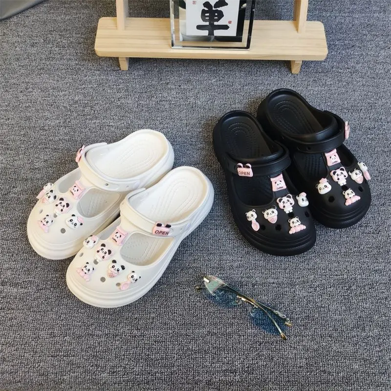洞洞鞋女款高跟夏天外穿防滑网红简约增高凉鞋沙滩凉拖鞋女士夏季