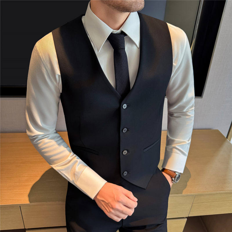 男士商务正装马甲坎肩西装背心西裤衬衫三件套兄弟团结婚伴郎礼服