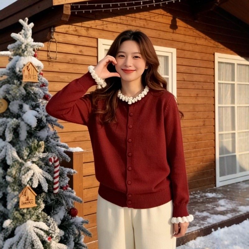 大码圣诞氛围感穿搭新年红色毛衣外套女冬季胖mm本命年针织衫上衣,个性定制/设计服务/DIY,棉服工装,淘宝优惠券,粉丝福利购,淘宝优惠卷