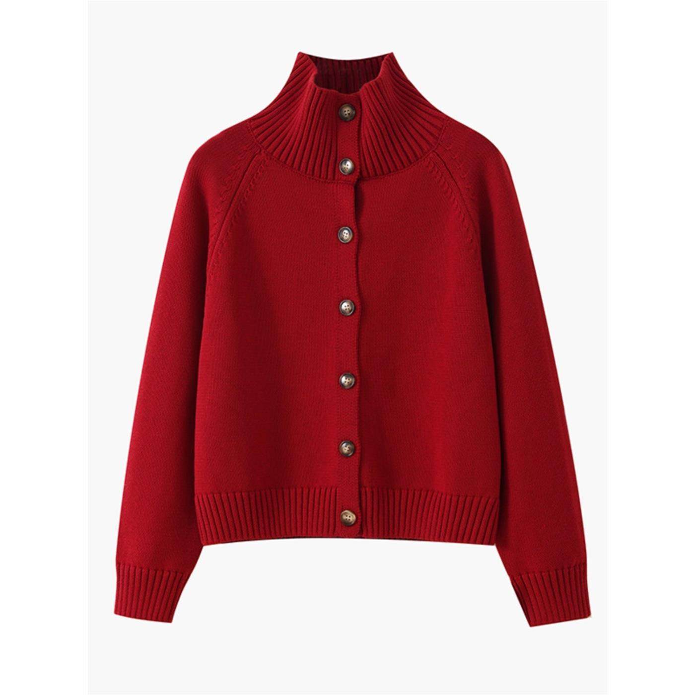 100%纯棉开衫外套女半高领车厘子红色秋冬季加厚外穿圣诞针织毛衣,个性定制/设计服务/DIY,棉服工装,淘宝优惠券,粉丝福利购,淘宝优惠卷