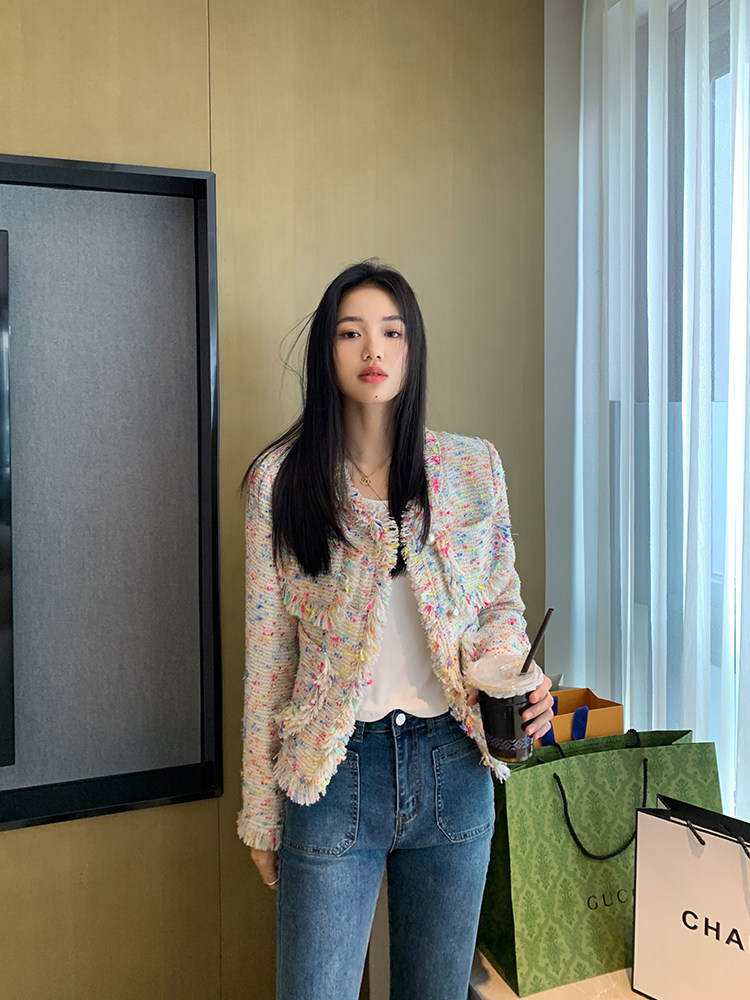 【陈格格】秋季新款~小香风彩色编织流苏短外套新款撞色上衣女装,女装/女士精品,短外套,淘宝优惠券,粉丝福利购,淘宝优惠卷