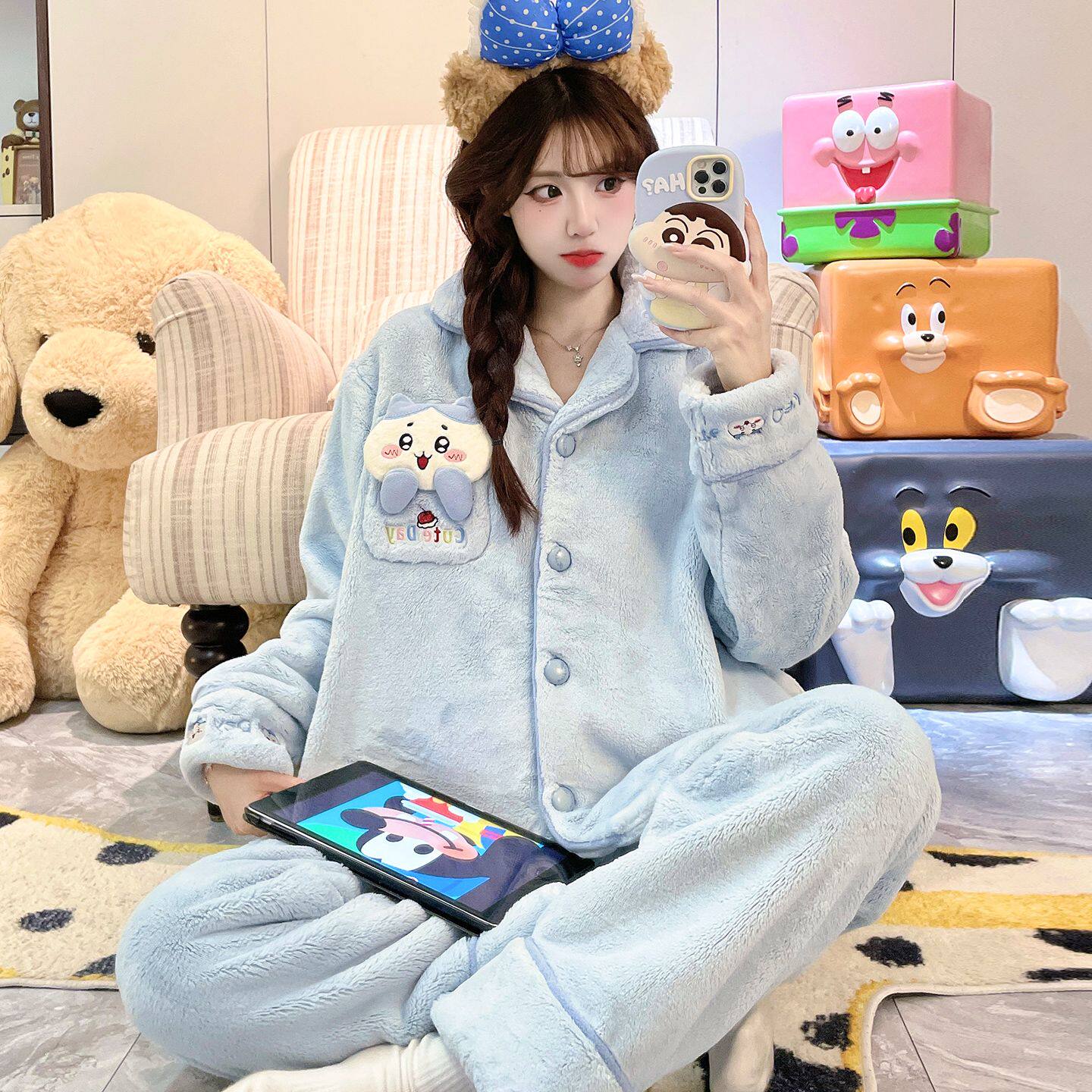 珊瑚绒睡衣女款秋冬款2026新款