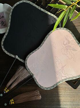 古风团扇跳舞扇子中国风汉服旗袍双面儿童舞蹈圆扇摄影道具仿古扇