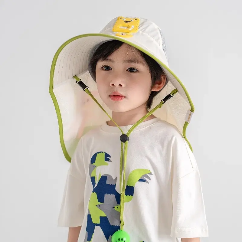 儿童防晒帽男童帽子夏季薄款女童遮阳帽渔夫帽宝宝太阳帽男孩沙滩