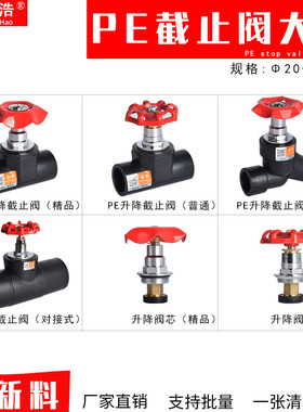 PE升降截止阀4分20阀门6分25闸阀开关手柄排气管材配件对接式阀芯