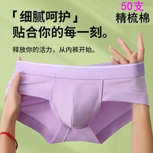 白色内裤男士三角裤头纯棉高档U凸大囊袋低腰性感学生男生底裤衩