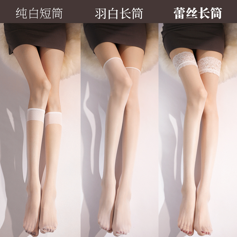 长筒「白丝」蕾丝花边防滑高筒女夏季薄款JK中筒小腿纯欲过膝丝袜