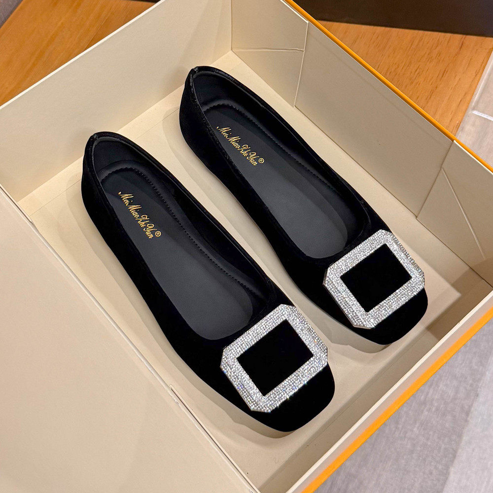 通勤显气质方头浅口单鞋女2026新款绒面黑色工作鞋软底平底鞋瓢鞋,女鞋,浅口单鞋,淘宝优惠券,粉丝福利购,淘宝优惠卷