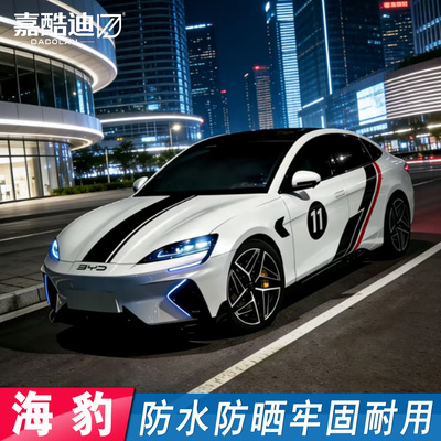 适用于比亚迪海豹05车身拉花07DM秦plud运动彩条汉ev改装饰车贴纸