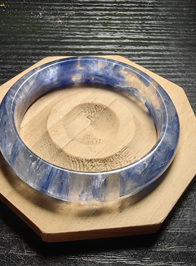 天然蓝晶手镯干净无铁锈57.9圈口已出证书一物一图所见所得有视频