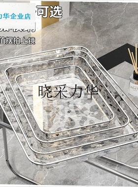 波纹长方形水果盘客厅家用茶几托D盘轻奢高档精致前台摆放零食盘l