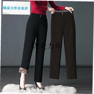 中老年妈妈加绒裤女冬季外穿直筒裤女士J灯芯绒裤子冬款加厚松紧l