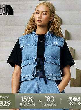 北面UE设计师款女休闲牛仔马甲A字拼接户外秋款TheNorthFace|8E6W
