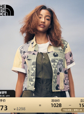 北面UE设计师款女印花短袖衬衫休闲户外夏新TheNorthFace|8CUC