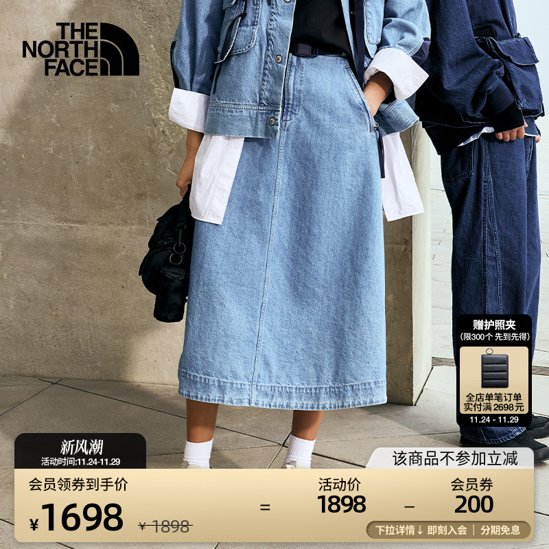 北面UE设计师款女丹宁牛仔半身裙
